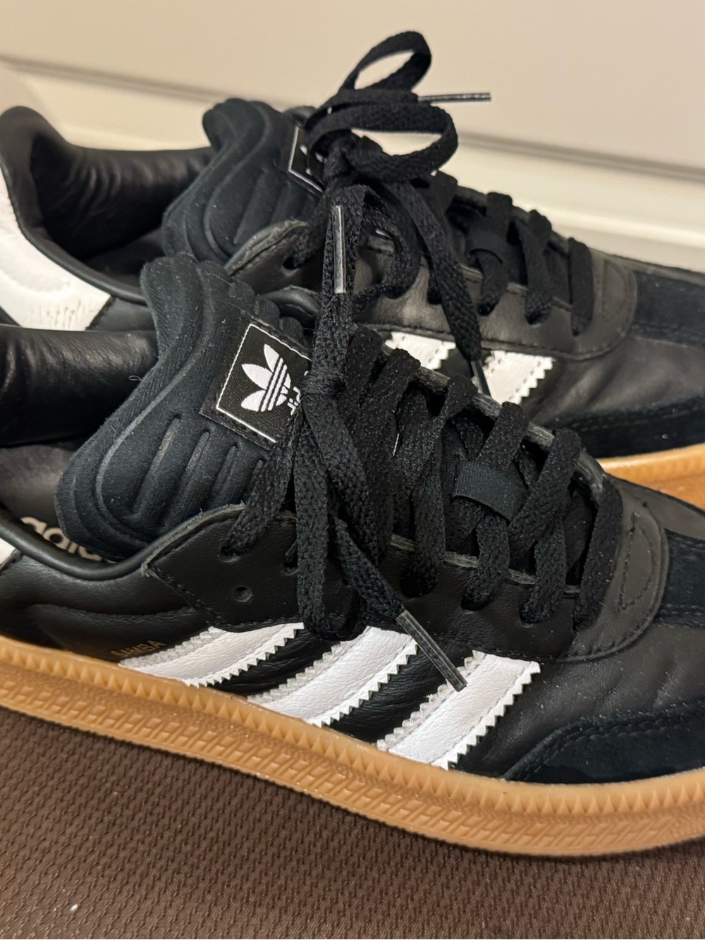 Adidas Samba kids 5.5 Black & White Classic Sneakers with Gum Outsole